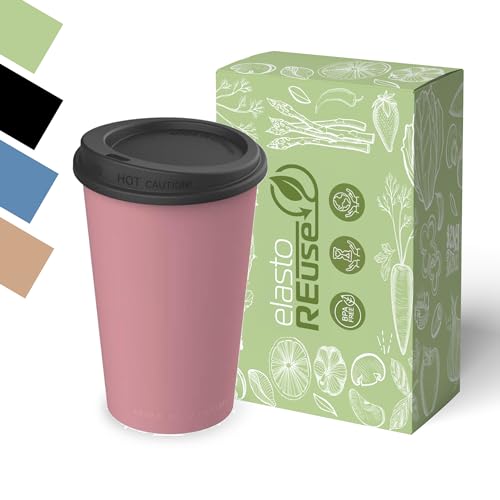 elastoREuse – Kaffeebecher to go 250ml wiederverwendbar für Heißgetränke – Mehrweg Coffee to go Becher nachhaltig & spülmaschinenfest – Kleiner Kunststoff to-go Mehrwegbecher (Rot) von elastoREuse