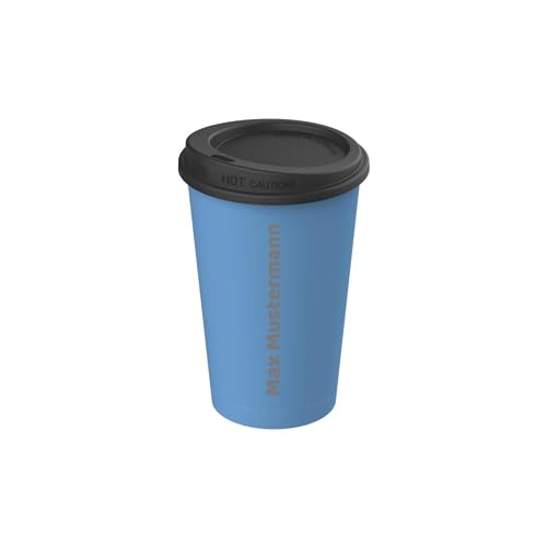 elastoREuse – personalisierter Kaffeebecher to go 250ml wiederverwendbar für Heißgetränke – Coffee to go Becher nachhaltig & spülmaschinenfest – Mehrwegbecher (Behagliches Blau) von elastoREuse