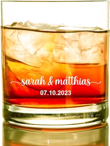 Personalisiertes Glas mit Gravur Wunschtext Name Datum Whisky Gläser Geschenk Weihnachten Hochzeit Set personalisiert Wunschname Whiskey (1 Whiskyglas) von elbedruck