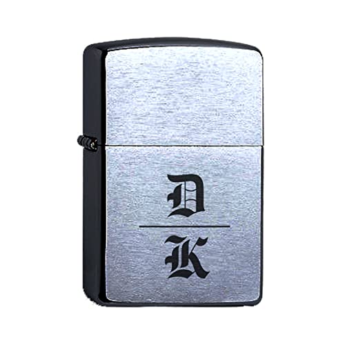 Zippo Benzinfeuerzeug mit Ihren Initialen im modernen Design Gravur Chrome Brushed Wunschgravur personalisiert Name Feuerzeug Initialien von elbedruck