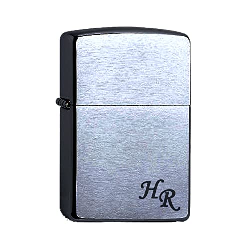 Zippo Benzinfeuerzeug mit Initialen Gravur Chrome Brushed Wunschgravur personalisiert Name Personalisieren Feuerzeug Initialien individuell von elbedruck