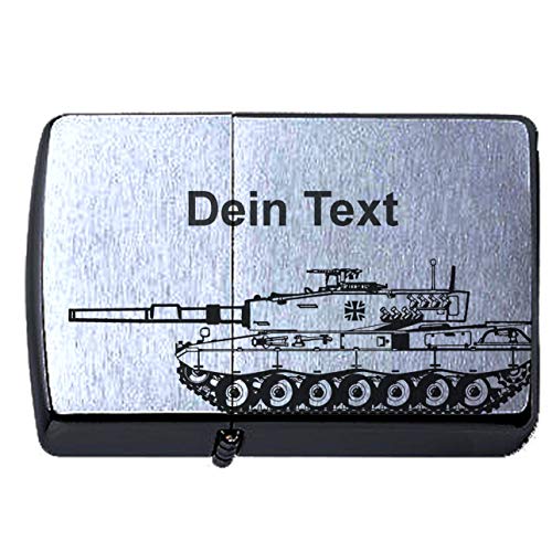 Bundeswehr Leopard 2 Panzer Lasergravur Personalisieren Compatible with Zippo Dein Text personalisiert, Tank Deutsches Heer von elbedruck