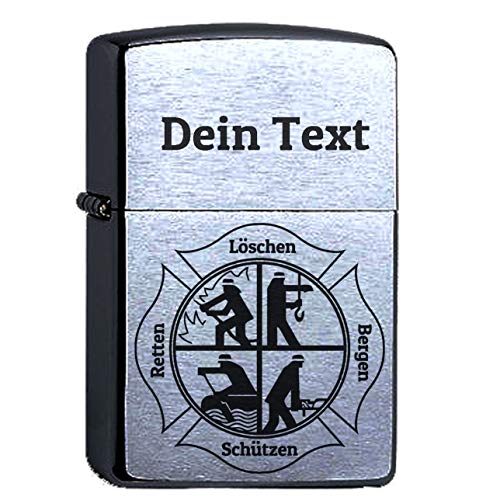 Löschen Bergen Retten Schützen Feuerwehr mit Gravur Compatible with Zippo Dein Name personalisiert, Symbol freiwillige oder Berufsfeuerwehr Personalisieren von elbedruck