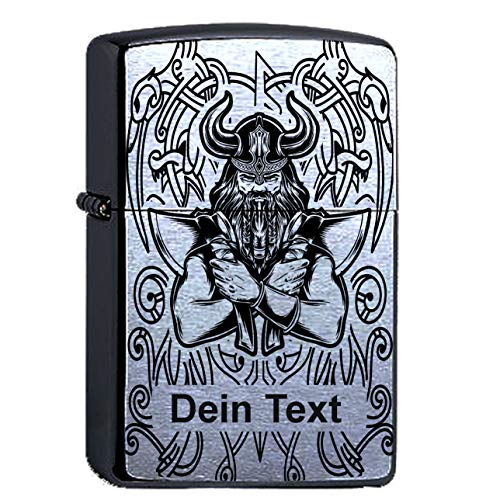 Wikinger Odin Walhalla mit Lasergravur Compatible with Zippo Personalisieren, Valhalla, Thor Sturmfeuerzeug personalisiert von elbedruck