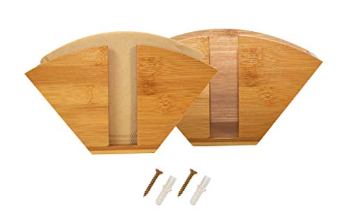 elbmöbel 2er Set Bambus Holz Filtertütenhalter - Kaffeefilterhalter, Serviettenhalter zum Stehen oder Hängen als Serviettenständer oder Filterpapierhalter von elbmöbel