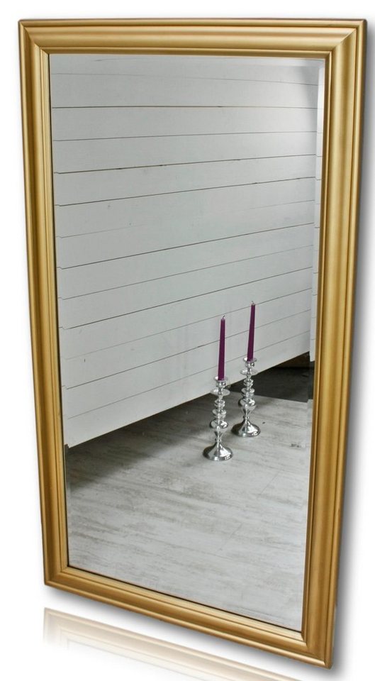 elbmöbel Badspiegel Spiegel schlicht 132x72x5cm, Spiegel: Wandspiegel Gold 132x72x7 Klassisch Landhaus von elbmöbel