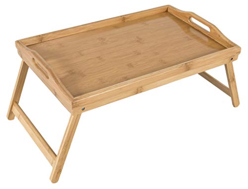 elbmöbel Betttablett Bambus Betttisch mit klappbaren Beinen Serviertablett für Frühstück als Beistelltisch und Knietisch pflegeleicht und abwaschbar (50x30x26) von elbmöbel