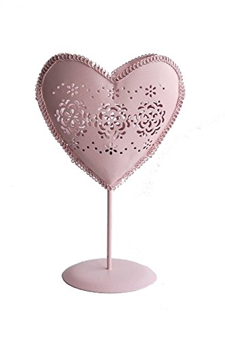 elbmöbel Kerzenhalter 23cm Kerzenständer rosa Metall Herz modern Leuchter Teelichthalter von elbmöbel