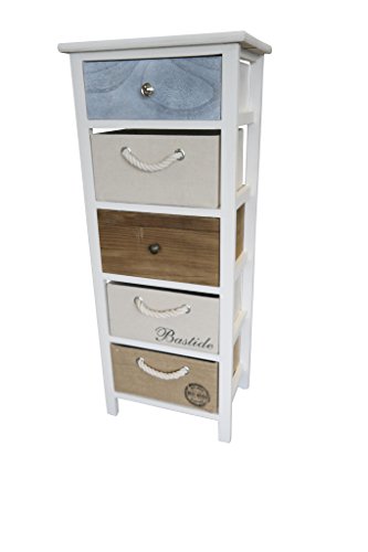 elbmöbel Kommode 91x38x28cm Schrank mit Schubladen bunt Landhaus Shabby Chic Vintage Weiß Körbe, Größe:Groß von elbmöbel
