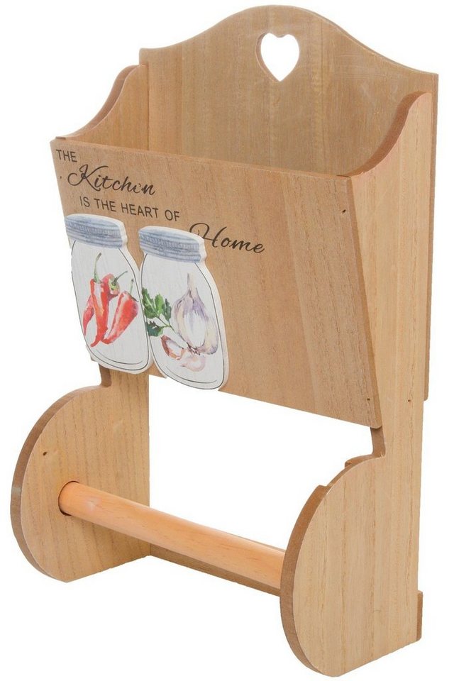 elbmöbel Küchenregal Küchenrollenhalter Gewürzregal, Wandregal: Küchen Organizer 23x35x12 cm holz bemalt Bauernhaus von elbmöbel