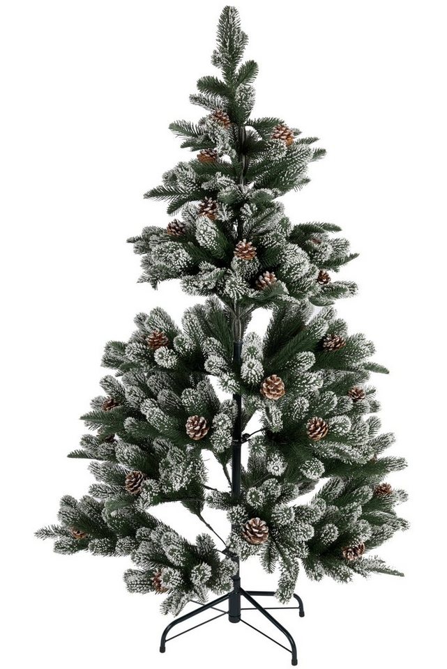 elbmöbel Künstlicher Weihnachtsbaum Kunst Christbaum mit Schnee und Tannenzapfen Tannenbaum 150cm, künstlicher Weihnachtsbaum, inkl Ständer und Tannenzapfen von elbmöbel