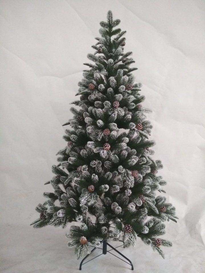 elbmöbel Künstlicher Weihnachtsbaum Kunst Tannenbaum mit Schnee und Tannenzapfen Christbaum 180cm, künstlicher Weihnachtsbaum mit Schnee und Zapfen, inklusive Ständer und Tannenzapfen von elbmöbel