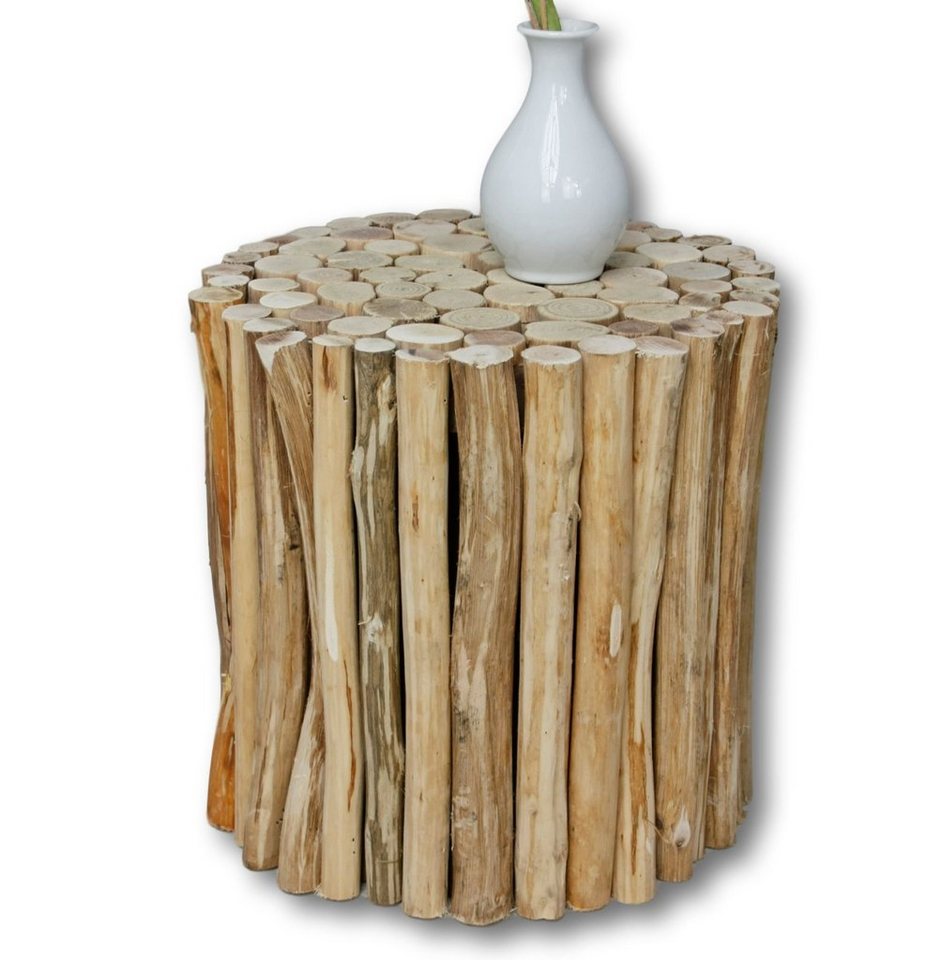 elbmöbel Sitzhocker Hocker Holz Rund, Nachttisch: Ablage rund 30x30x30 cm holz Natur von elbmöbel