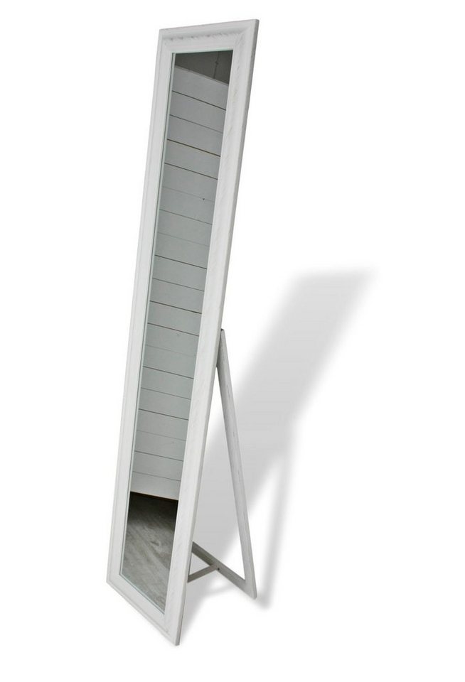 elbmöbel Standspiegel Standspiegel weiß schlicht 180cm, Spiegel: Klassischer Standspiegel 180x40x7 weiß Landhausstil von elbmöbel