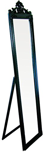 elbmöbel Standspiegel groß 180 x 45 cm barock im Landhaus-Stil mit Holz-Rahmen Patina (schwarz) von elbmöbel