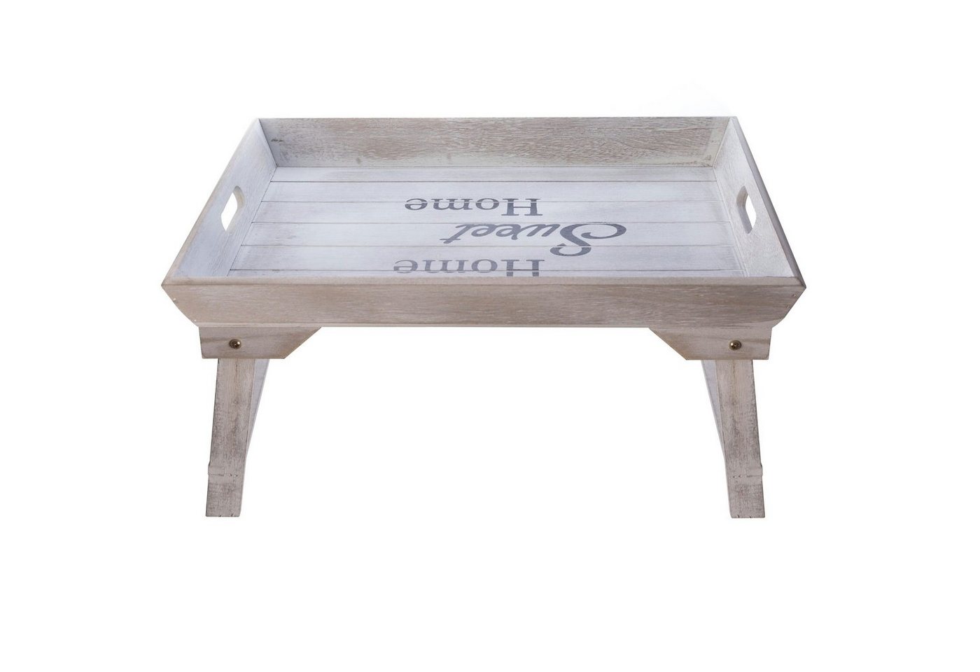 elbmöbel Tabletttisch Betttablett mit Fuß (FALSCH), Tabletttisch: Ablage 48x26x32 cm grau Landhausstil Home sweet Home von elbmöbel