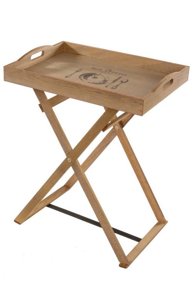 elbmöbel Tabletttisch Holztablett Tablett + Gestell Vintage braun (FALSCH), Beistelltisch: Tabletttisch 48x36x35 cm holz Serviertablett von elbmöbel
