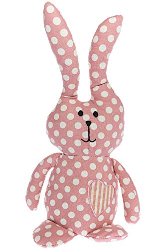elbmöbel Türstopper Hase Bunny grau rosa Punkte Kissen Doorstop + Füllung Deko Sand (Rosa) von elbmöbel