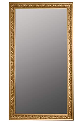 elbmöbel Wandspiegel Spiegel Antik Stil Barock mit Facettenschliff - XL Ankleidespiegel Ganzkörperspiegel Garderobenspiegel Holzrahmen, Farbe:Gold, Größe:132 x 72 cm von elbmöbel