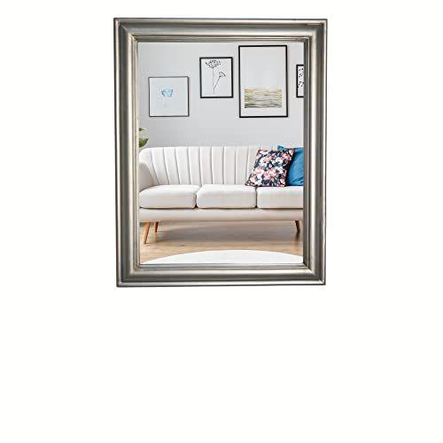 elbmöbel Wandspiegel Spiegel mit Halterung Badezimmerspiegel rechteckig Vintage eckig klein (32x27, Silber) von elbmöbel