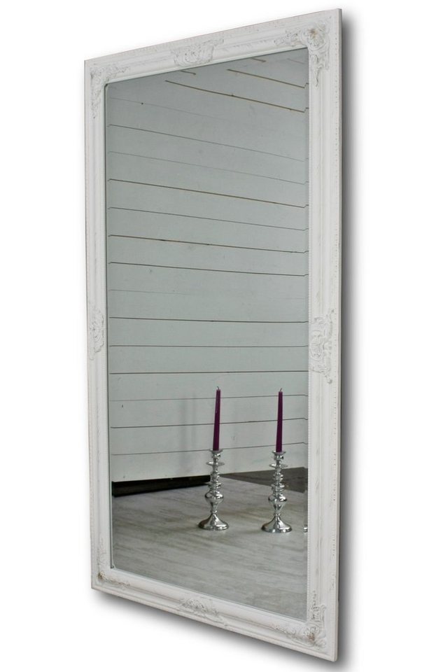 elbmöbel Wandspiegel Spiegel weiß 132cm barock Holz, Spiegel: Wandspiegel 132x72x7 cm weiß Vintage Look von elbmöbel