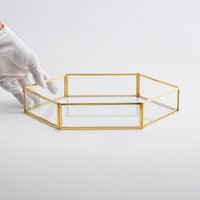 30x20x5 cm Hochzeitstablett Makeup Organizer Glas Messing Gold von elcreadesigns