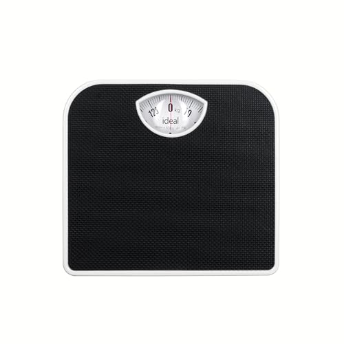 TRADIZIONELLE MECHANISCHE PERSONENWAAGE ANALOGE, SKALA FÜR 130KG IZ9201, EINFACHE KALIBRIERUNG, STABILES METALLGEHÄUSE, LEICHT ABLESBAR, SCHWARZ von eldom