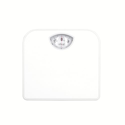 TRADIZIONELLE MECHANISCHE PERSONENWAAGE ANALOGE, SKALA FÜR 130KG, EINFACHE KALIBRIERUNG, STABILES METALLGEHÄUSE, LEICHT ABLESBAR, IZ9201, Weiß von eldom