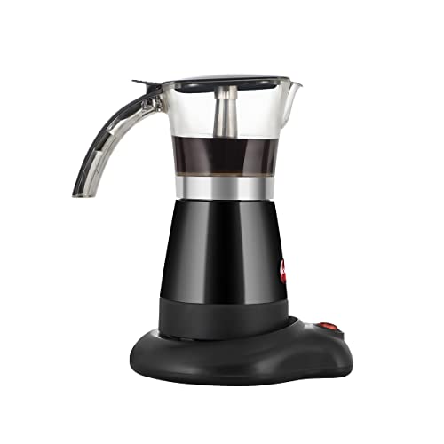eldom KA50 Espressokocher elektrische Espressomaschine | Kaffeeautomat für 6 Tassen | elektrischer Espressomacher mit Edelstahl Filtereinsätzen | Kaffemaschine für italienischen Espresso | schwarz von eldom