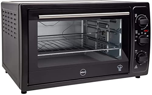 eldom PR300 Rast Elektrobackofen | inklusive Backblech, Rost & Drehspieß | Back- und Toastofen mit Umluftfunktion | kleiner Mini Backofen für Brötchen, Pizza, Grillen & Kuchen | schwarz von eldom