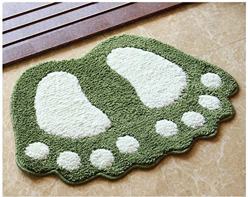 ELEOPTION Badematte Badteppich aus Mikrofaser Anti Rutsch Fußspur Design Badezimmerteppich Weiche Badevorleger für Badezimmer Kinderzimmer (40 x 60 cm, Grün) von ele ELEOPTION