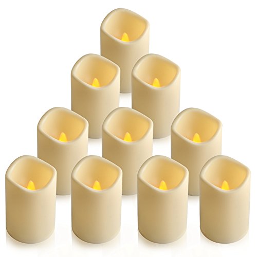 Flammenlose LED-Kerze von Eleoption für den Außenbereich mit eingebautem 6-Stunden-Timer, tägliche automatische Ein- und Ausschaltung, flackernde Stumpenkerzen, batteriebetrieben (12 PCS) von ele ELEOPTION