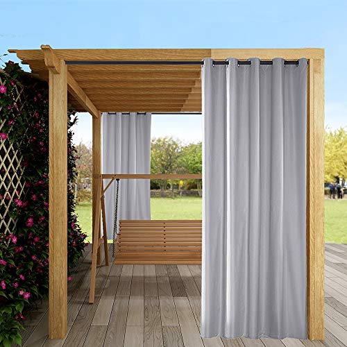 ele ELEOPTION Outdoor Vorhang Wasserdicht,Blickdicht Vorhang Winddicht UV Schutz Sonnenschutz Gardinen für Balkon Garten Hof (137 X 244cm, Grau) von ele ELEOPTION