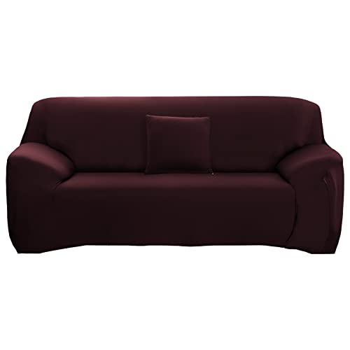 ele ELEOPTION Sofa Überwürfe Sofabezug Stretch elastische Sofahusse Sofa Abdeckung in Verschiedene Größe und Farbe Herstellergröße 145-185cm (Dunkelbraun, 2 Sitzer für Sofalänge 130-170cm) von ele ELEOPTION