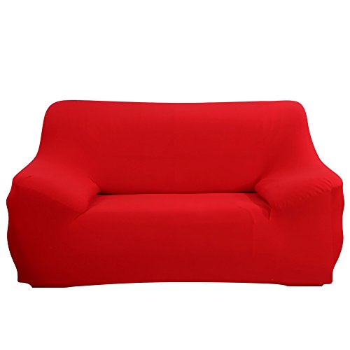 ele ELEOPTION Sofa Überwürfe Sofabezug Stretch elastische Sofahusse Sofa Abdeckung in Verschiedene Größe und Farbe Herstellergröße 145-185cm (Rot, 2 Sitzer für Sofalänge 130-170cm) von ele ELEOPTION