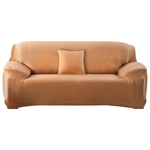 ele ELEOPTION Sofa Überwürfe Sofabezug Stretch elastische Sofahusse Sofa Abdeckung in Verschiedene Größe und Farbe Herstellergröße 195-230cm (Khaki, 3 Sitzer für Sofalänge 170-220cm) von ele ELEOPTION