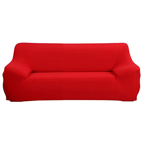 ele ELEOPTION Sofa Überwürfe Sofabezug Stretch elastische Sofahusse Sofa Abdeckung in Verschiedene Größe und Farbe Herstellergröße 195-230cm (Rot, 3 Sitzer für Sofalänge 170-220cm) von ele ELEOPTION