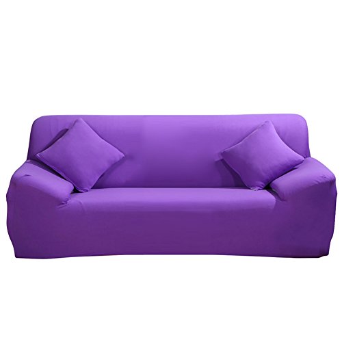 ele ELEOPTION Sofa Überwürfe Sofabezug Stretch elastische Sofahusse Sofa Abdeckung in Verschiedene Größe und Farbe Herstellergröße 195-230cm (Violett, 3 Sitzer für Sofalänge 170-220cm) von ele ELEOPTION