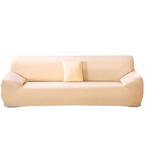 ele ELEOPTION Sofa Überwürfe Sofabezug Stretch elastische Sofahusse Sofa Abdeckung in Verschiedene Größe und Farbe Herstellergröße 235-300cm (Hell apricot, 4 Sitzer für Sofalänge 220-300cm) von ele ELEOPTION