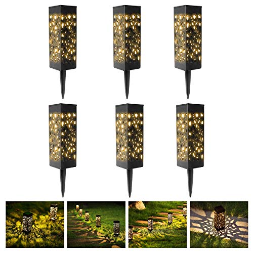 Solarleuchten für Außen Wasserdicht Solarleuchte Garten Retro Hohl Solarlampen Gartendeko Gartenleuchte für Terrasse Hinterhöfe Fahrstraßen Wege Patio Rasen (Warmes Licht, 6 Stück) von ele ELEOPTION
