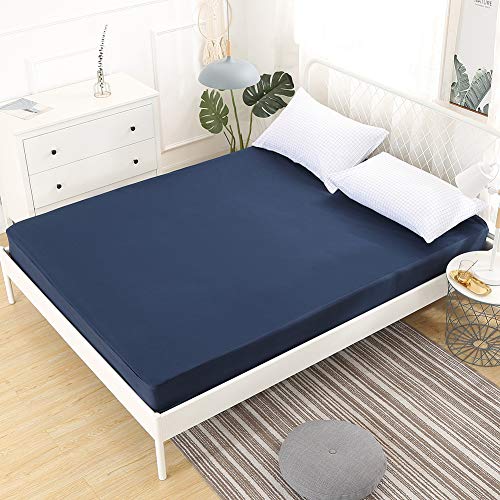 ele ELEOPTION Wasserdichter Matratzenschoner,Baumwolle Matratzenauflage Atmungsaktiv Anti-Milben Matratzenbezug für Matratzenhöhe 10-30cm (Dunkelblau, 140 x 200 cm) von ele ELEOPTION