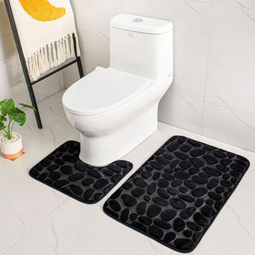 ele ELEOPTION 2 Stück rutschfeste Ständer Badematten Set atmungsaktivem Memory-Schaum Bad-Teppiche angenehm weiches Wasser saugfähig WC Badezimmer Teppich rutschfest Ständer Unterstützung (Schwarz) ele ELEOPTION 2 Stück rutschfeste Ständer Badematten Set atmungsaktivem Memory-Schaum Bad-Teppiche angenehm weiches Wasser saugfähig WC Badezimmer Teppich rutschfest Ständer Unterstützung (Schwarz) von ele ELEOPTION