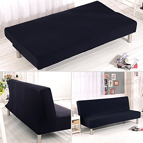 ele ELEOPTION Elastisch Sofa Überwurf Sofahusse Sofabezug für Schlafsofa Klappsofa faltbar Sofabett ohne armlehne Sessel und die Couch (Schwarz) von ele ELEOPTION