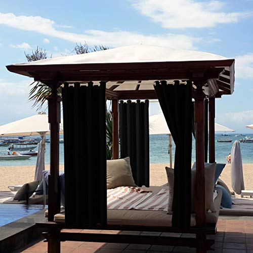 ele ELEOPTION Outdoor Vorhang Wetterfest, Outdoor Vorhänge mit Ösen Blickdicht Vorhang Sichtschutz und Sonnenschutz, Outdoor Gardinen für Terrasse Balkon Garten Hof(4 Stücke/ 132 X 213cm) von ele ELEOPTION