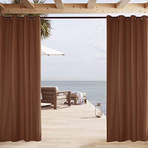 ele ELEOPTION Outdoor Vorhang Wasserdicht,Blickdicht Vorhang Winddicht UV Schutz Sonnenschutz Gardinen für Balkon Garten Hof (Braun, 2 Stücke /132 X 213cm) von ele ELEOPTION