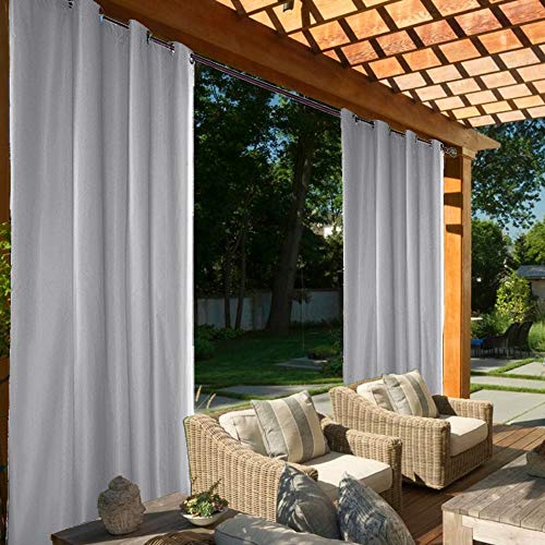ele ELEOPTION Outdoor Vorhang Wasserdicht,Blickdicht Vorhang Winddicht UV Schutz Sonnenschutz Gardinen für Balkon Garten Hof (Grau, 2 Stücke /132 X 213cm) von ele ELEOPTION