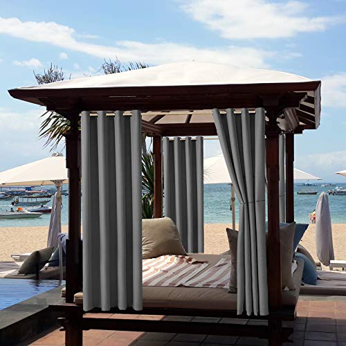 ele ELEOPTION Outdoor Vorhang Wetterfest, Outdoor Vorhänge mit Ösen Blickdicht Vorhang Sichtschutz und Sonnenschutz, Outdoor Gardinen für Terrasse Balkon Garten Hof(1 Stücke/ 132 X 240cm) von ele ELEOPTION