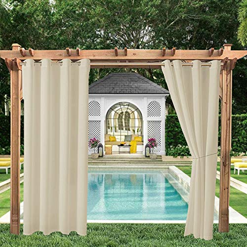 ele ELEOPTION Outdoor Vorhang Wetterfest, Outdoor Vorhänge mit Ösen Blickdicht Vorhang Sichtschutz und Sonnenschutz, Outdoor Gardinen für Terrasse Balkon Garten Hof(1 Stücke/ 132 X 275cm) von ele ELEOPTION