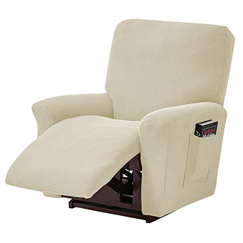 ele ELEOPTION Recliner Sofabezug, Stretch Ruhesessel Bezug, Spandex Jacquard 4-teilige Relaxsessel Bezug, Stretchhusse für Liegesessel Relaxsessel Massagesessel (Beige) von ele ELEOPTION