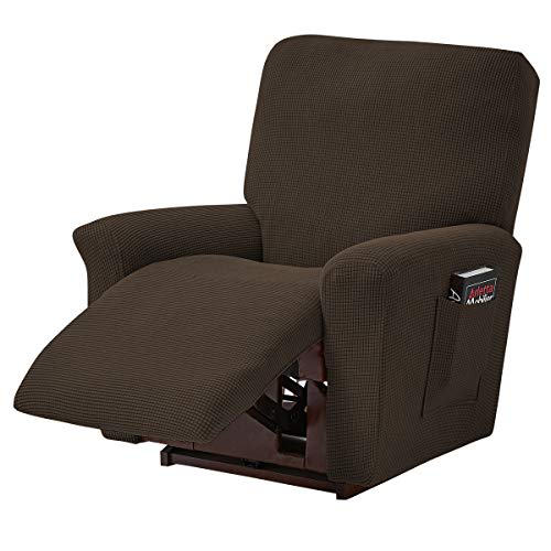 ele ELEOPTION Recliner Sofabezug, Stretch Ruhesessel Bezug, Spandex Jacquard 4-teilige Relaxsessel Bezug, Stretchhusse für Liegesessel Relaxsessel Massagesessel (Braun) von ele ELEOPTION